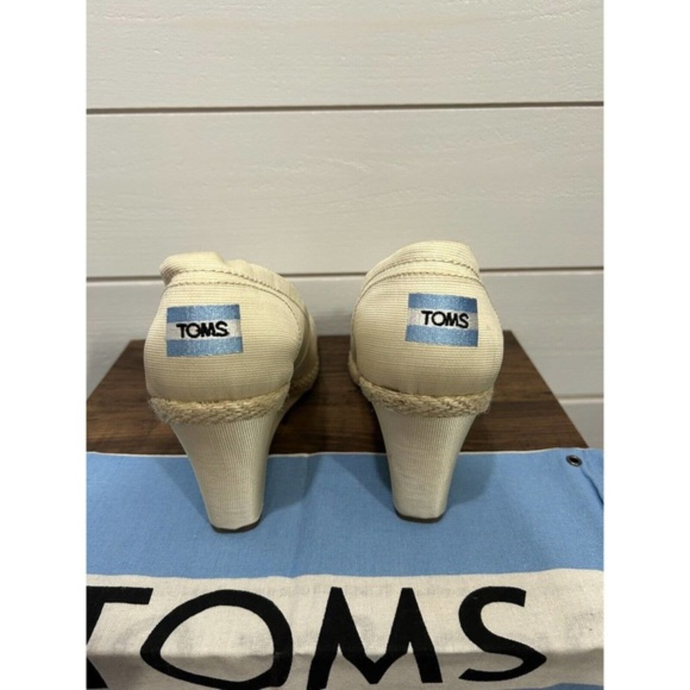 Toms Wedding‎ Collection Ivory/Cream Wedge Open Toe Shoes Women's 9.5 W - Picture 2 of 4